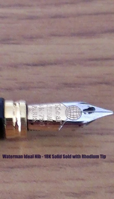 Close-up of a Waterman Ideal nib marked 18K, showing the nib markings used for identification